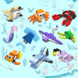 애니멀 오션 블럭 10종 해양동물 해양생물 물고기 바다 조립 교재 발달 장난감